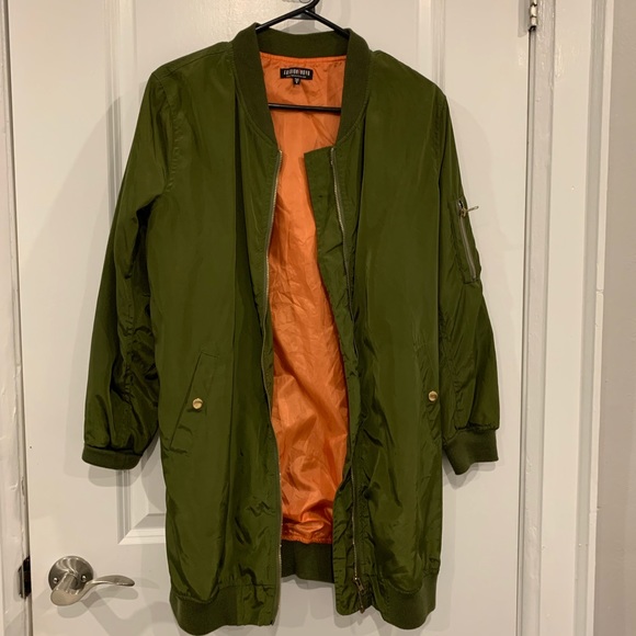 Army Green Bomber Coat - Picture 2 of 2